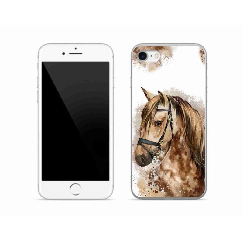 Zselés borítás mmCase iPhone 8 készülékhez - barna rajzfilm ló