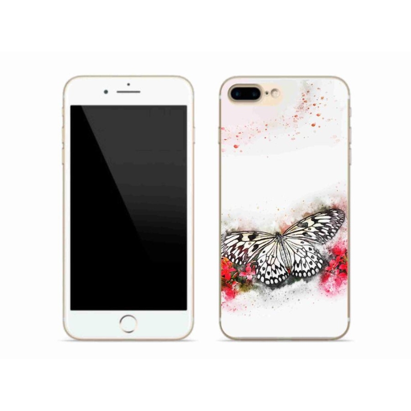 Zselés borítás mmCase iPhone 8 Plus készülékhez - fekete-fehér pillangó