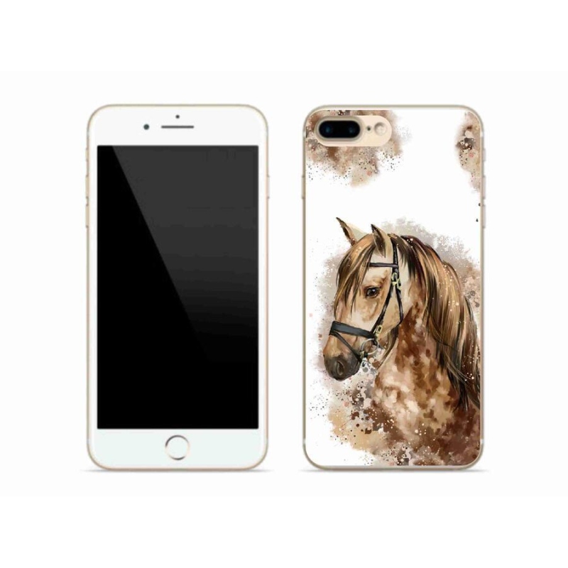 Zselés borítás mmCase iPhone 8 Plus készülékhez - barna rajzfilm ló
