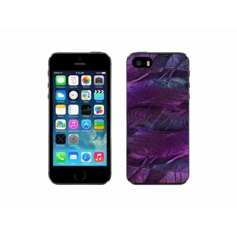 Zselés borítás mmCase iPhone SE (2016) - lila tollakhoz