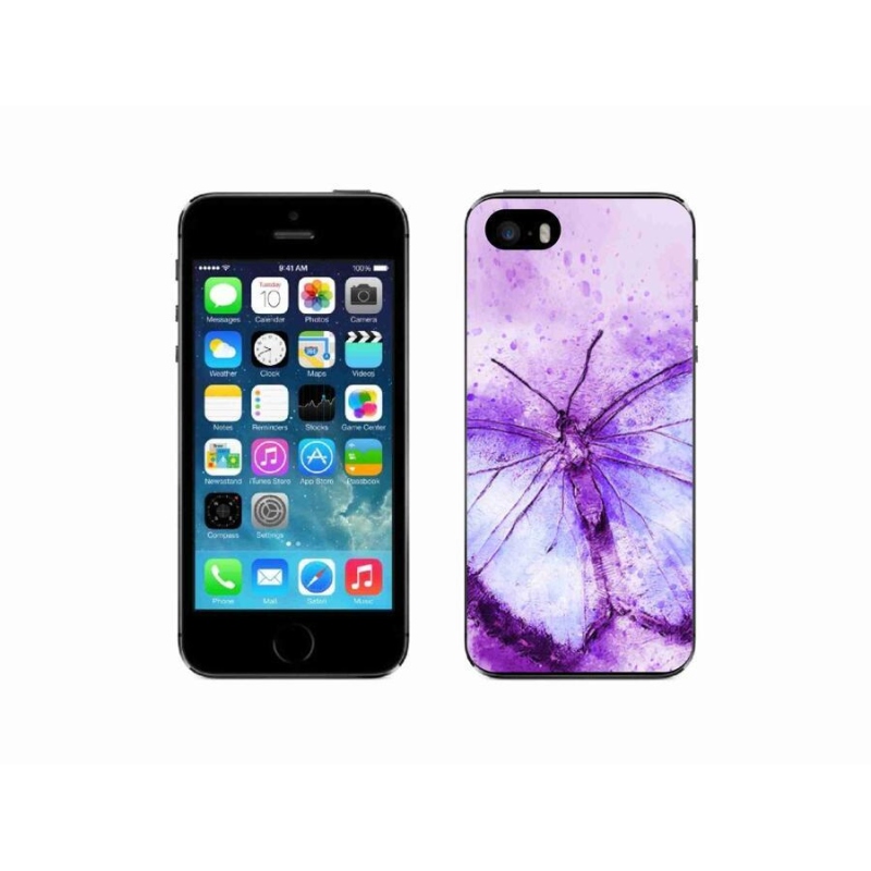 Gél védőhuzat mmCase iPhone SE (2016) - lila pillangó