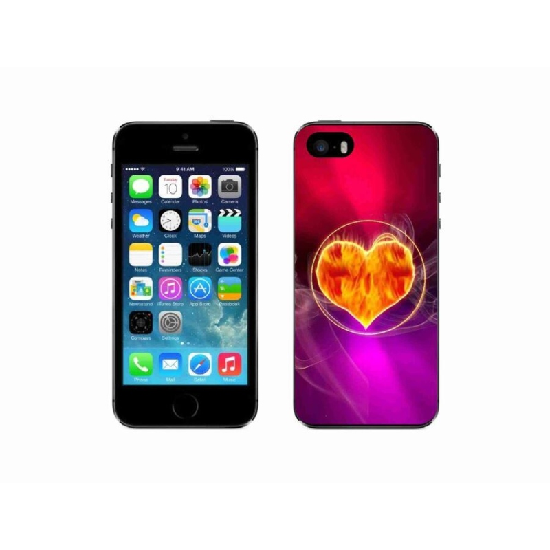 Gél borítás mmCase iPhone SE (2016) - tűz szívhez