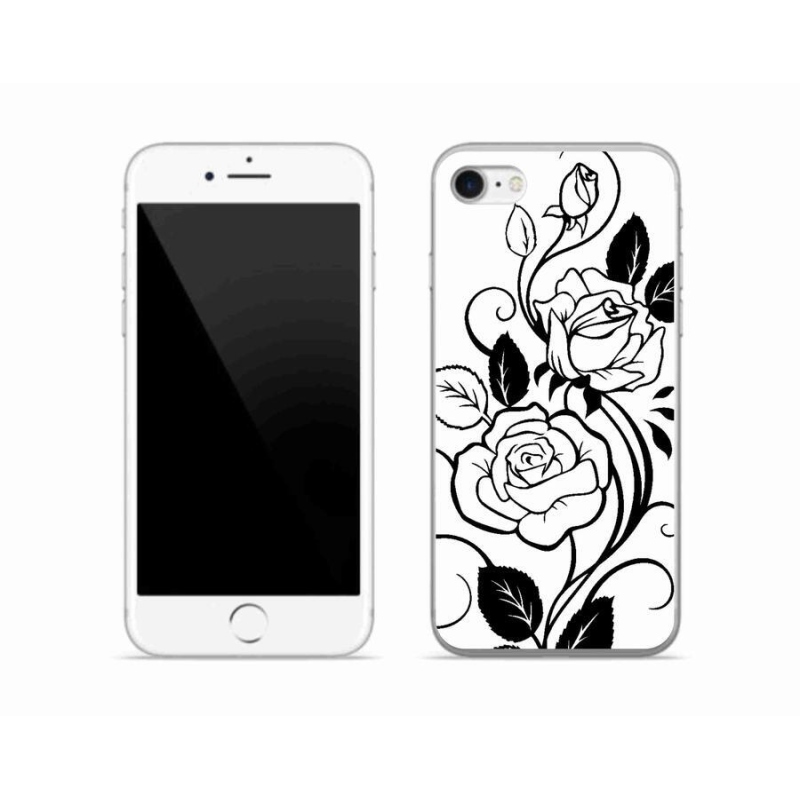 Zselés borítás mmCase iPhone SE (2022) - fekete és fehér rózsa