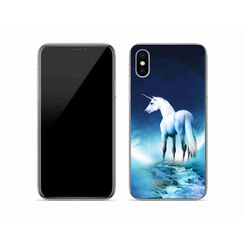 Zselés borítás mmCase iPhone X készülékhez - fehér egyszarvú