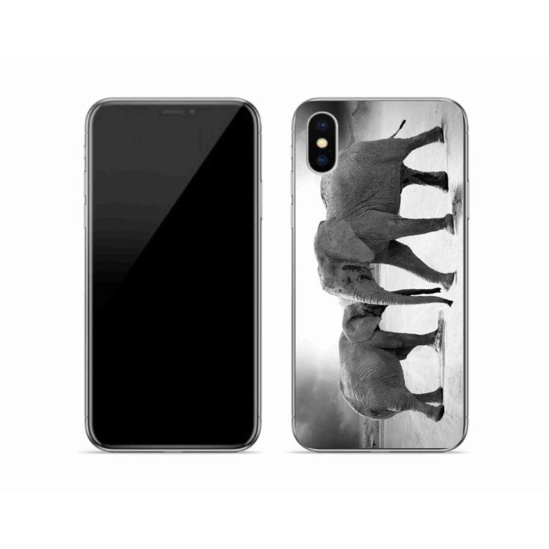 Gél borítás mmCase iPhone X készülékhez - fekete és fehér elefántok