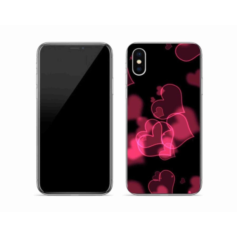 Gél borítás mmCase iPhone X készülékhez - piros szívek