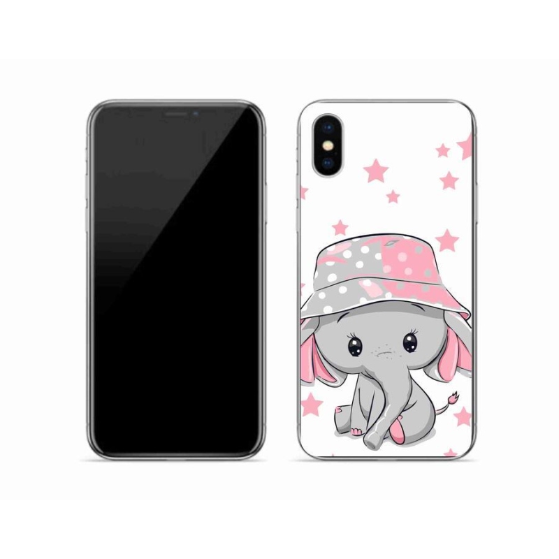 Zselés borítás mmCase iPhone X készülékhez - rózsaszín elefánt