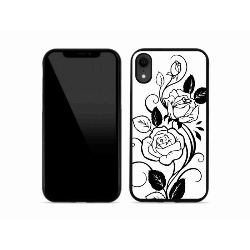 Zselés borítás mmCase iPhone XR készülékhez - fekete és fehér rózsa