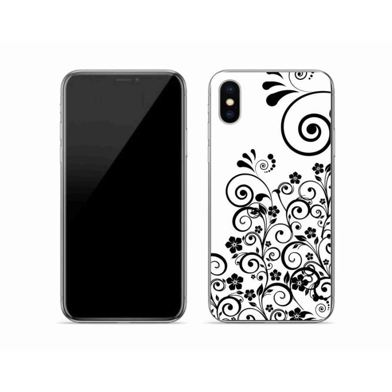 Zselés borítás mmCase iPhone XS készülékhez - fekete és fehér virágminták