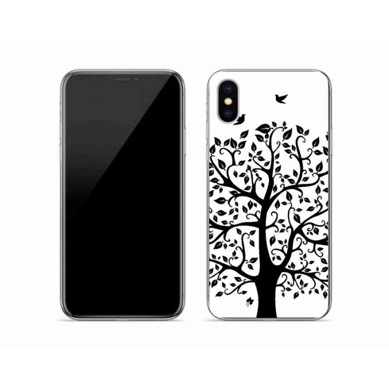 Zselés borítás mmCase iPhone XS készülékhez - fekete-fehér fa