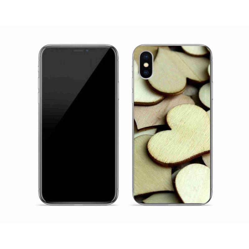 Zselés borítás mmCase iPhone XS készülékhez - fából készült szívek
