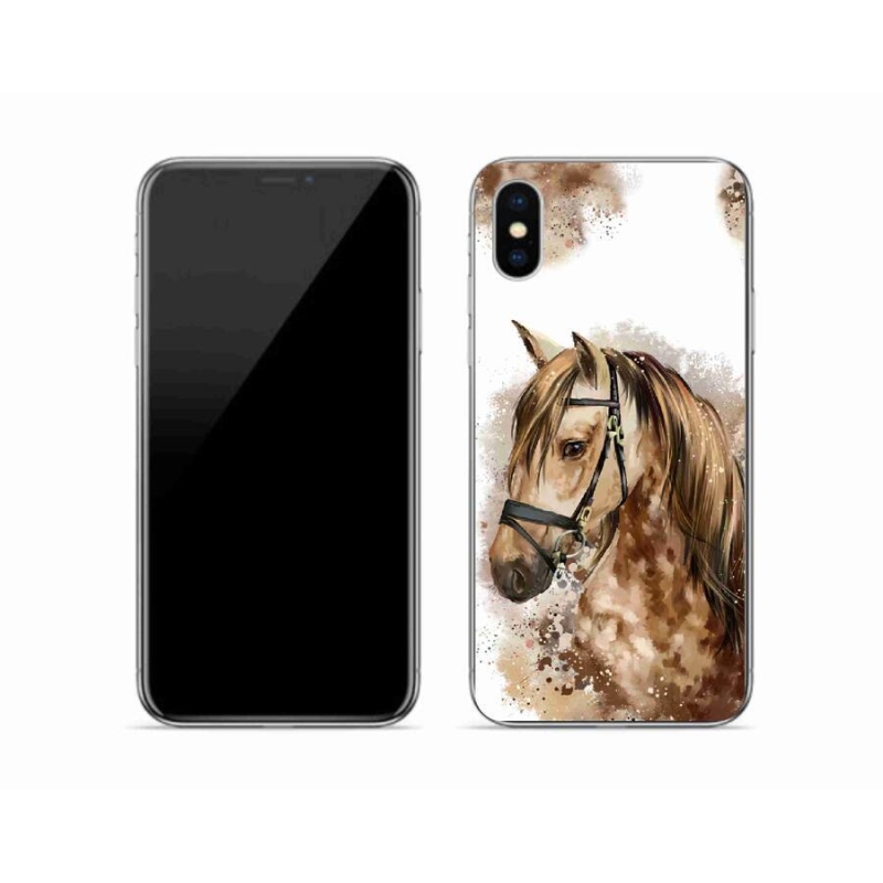 Zselés borítás mmCase iPhone XS készülékhez - barna rajzfilm ló