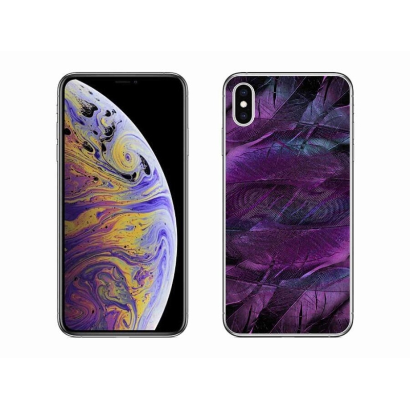 Zselés borítás mmCase iPhone XS Max készülékhez - lila tollak