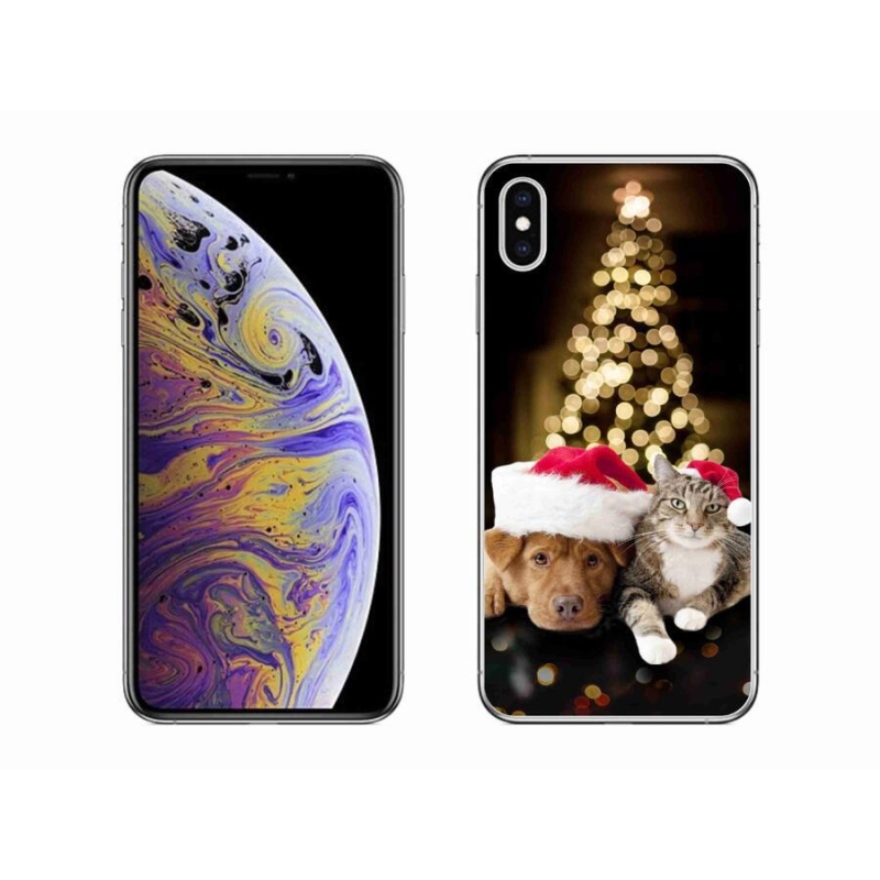 Gél borítás mmCase iPhone XS Max készülékhez - Karácsonyi kutya és macska
