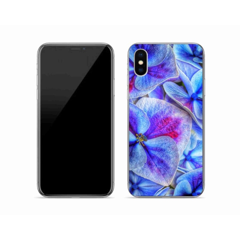 Zselés borítás mmCase iPhone XS készülékhez - kék virágok 1