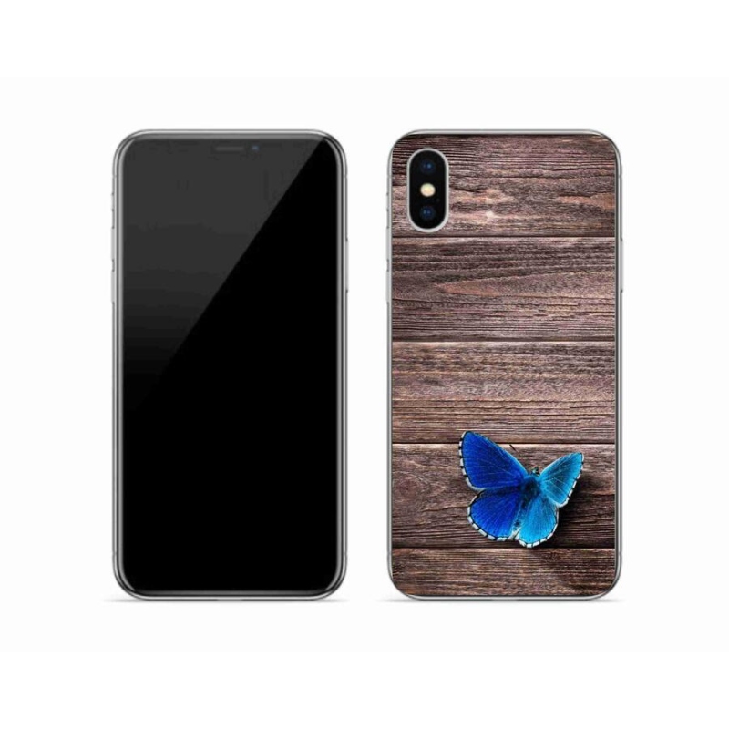 Zselés borítás mmCase iPhone XS készülékhez - kék pillangó 1