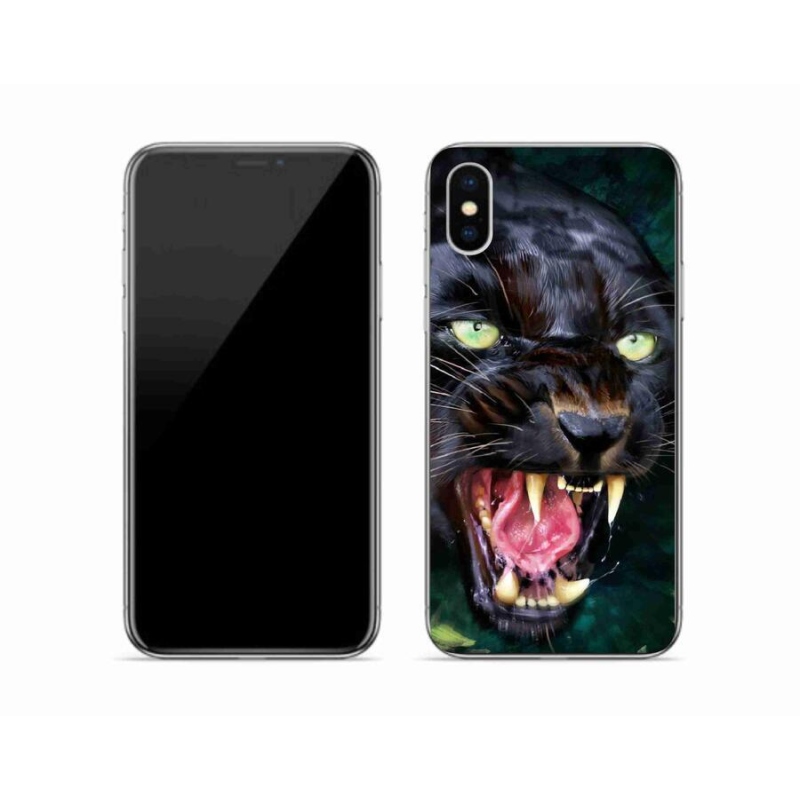 Zselés borítás mmCase iPhone XS készülékhez - dühös fekete párduc