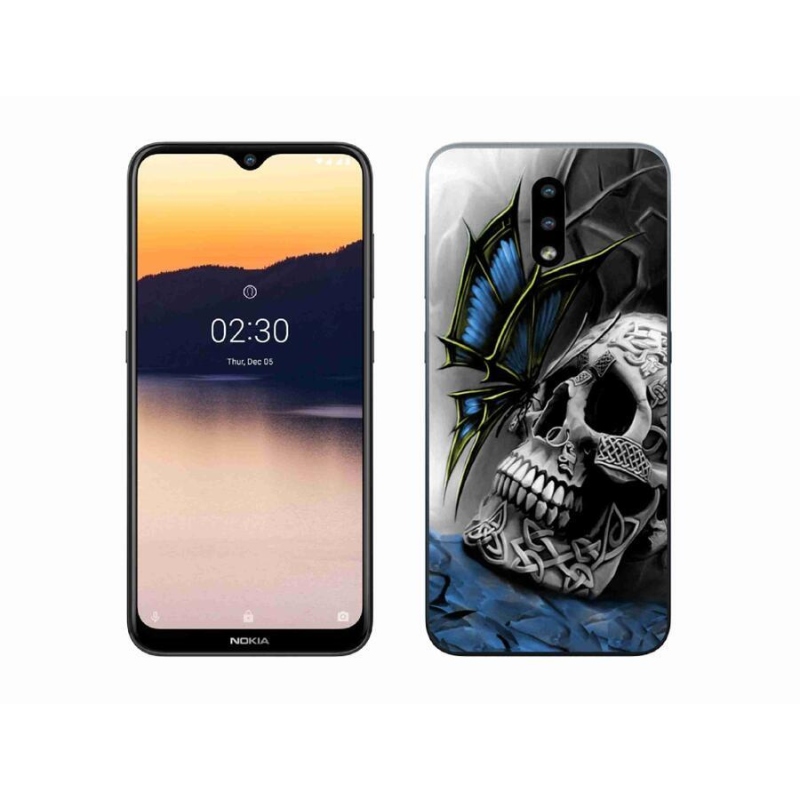Zselés borító mmCase mobiltelefonhoz Nokia 2.3 - pillangó és koponya