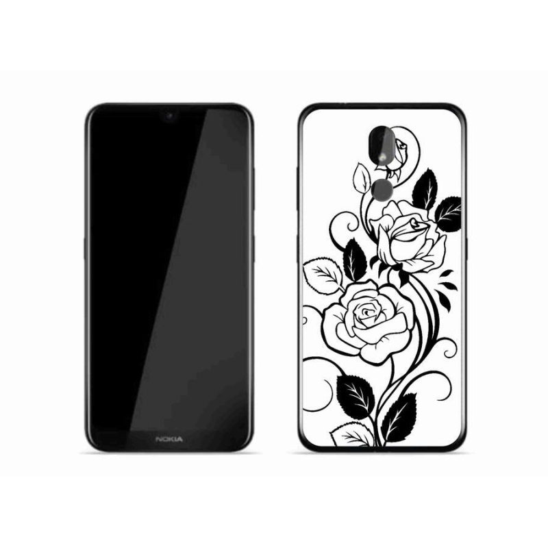 Zselés borítás mmCase a Nokia 3.2 készülékhez - fekete és fehér rózsa
