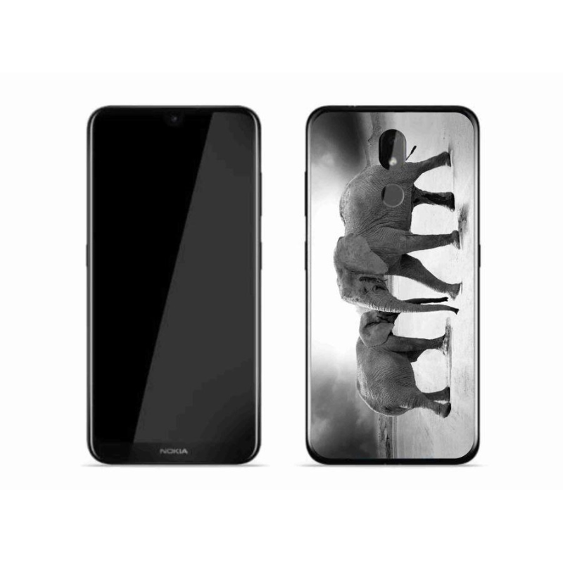 Zselés borítás mmCase a Nokia 3.2 készülékhez - fekete és fehér elefántok