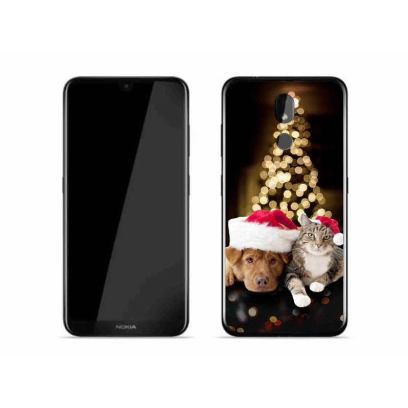 Gél borító mmCase a Nokia 3.2 készülékhez - Karácsonyi kutya és macska