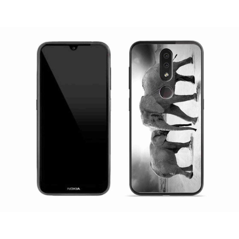 Zselés borítás mmCase a Nokia 4.2 készülékhez - fekete és fehér elefántok