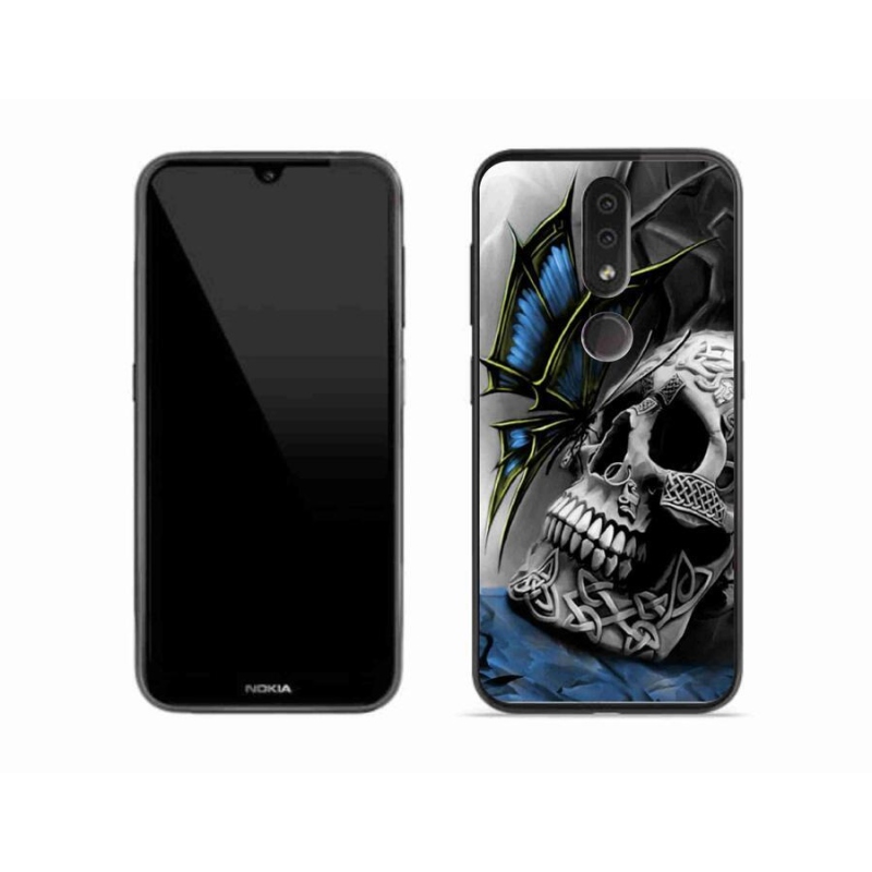 Gél borító mmCase mobiltelefonhoz Nokia 4.2 - pillangó és koponya