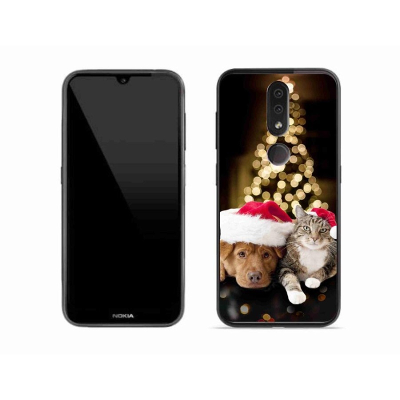 Zselés borító mmCase a Nokia 4.2 készülékhez - Karácsonyi kutya és macska