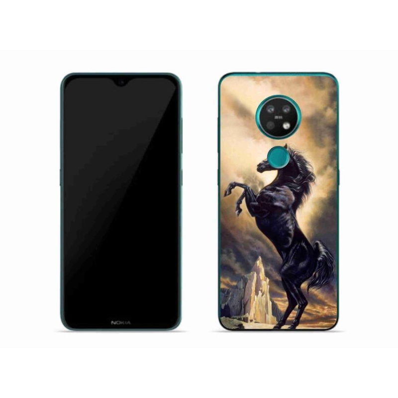 Gél borítás mmCase a Nokia 6.2 készülékhez - fekete rajzfilmes ló