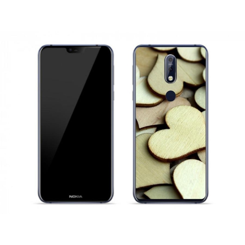 Zselés borítás mmCase a Nokia 7.1 készülékhez - fából készült szívek