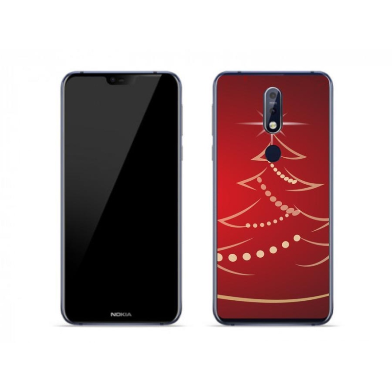 Gél borító mmCase mobiltelefonhoz Nokia 7.1 - karácsonyfa karikatúra
