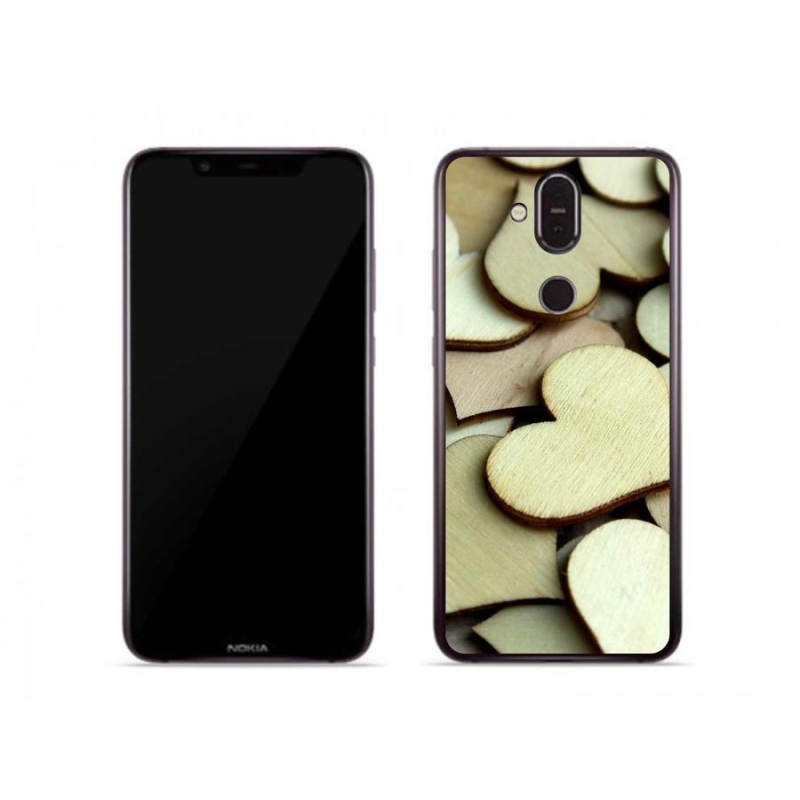 Zselés borítás mmCase a Nokia 7.1 Plus készülékhez - fából készült szívek