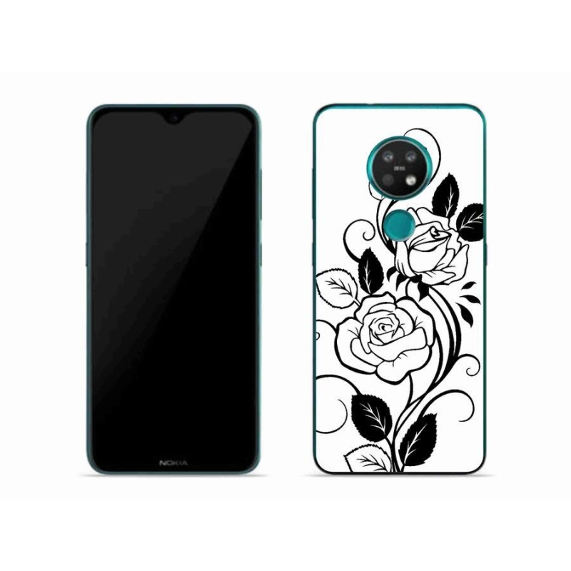 Zselés borítás mmCase a Nokia 7.2 készülékhez - fekete és fehér rózsa