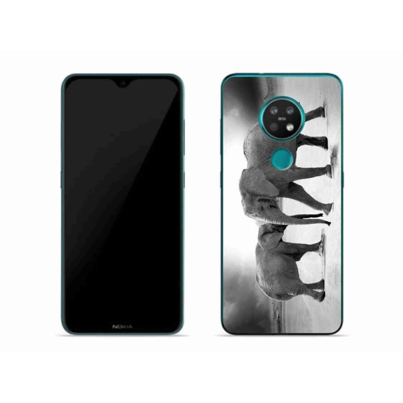 Zselés borítás mmCase a Nokia 7.2 készülékhez - fekete és fehér elefántok