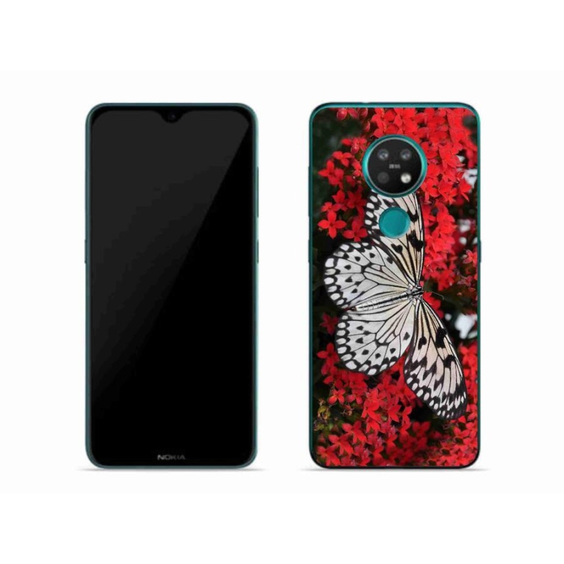 Zselés borítás mmCase mobiltelefonhoz Nokia 7.2 - fekete-fehér pillangó 1