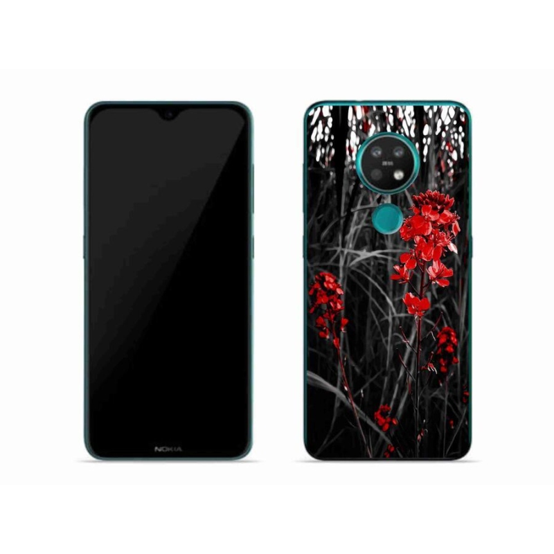 Zselés borítás mmCase a Nokia 7.2 készülékhez - piros növény