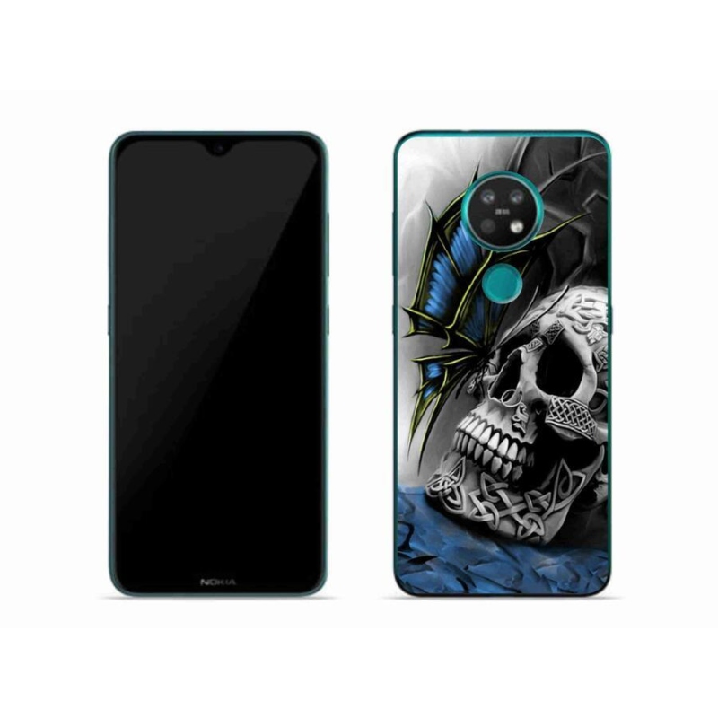 Zselés borítás mmCase mobiltelefonhoz Nokia 7.2 - pillangó és koponya