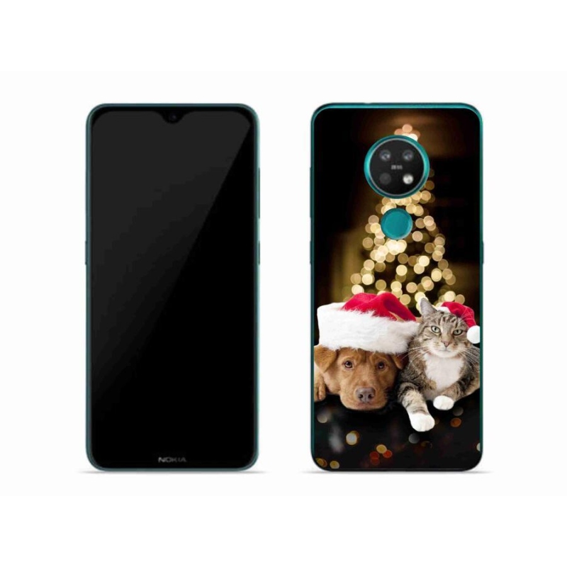 Gél borító mmCase mobiltelefonhoz Nokia 7.2 - Karácsonyi kutya és macska
