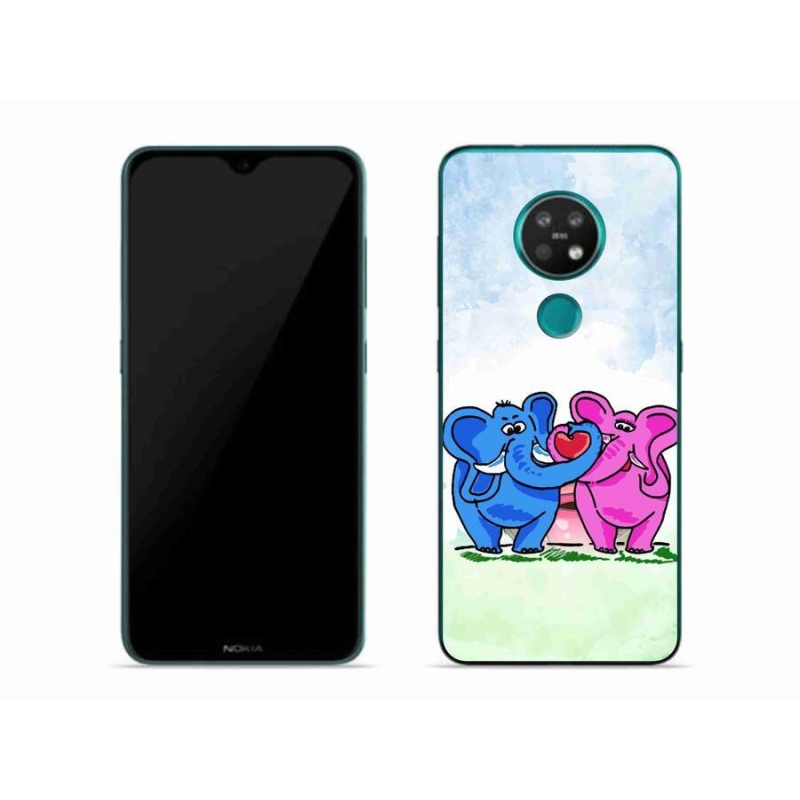 Gél borító mmCase mobiltelefonhoz Nokia 7.2 - szerelmes elefántok