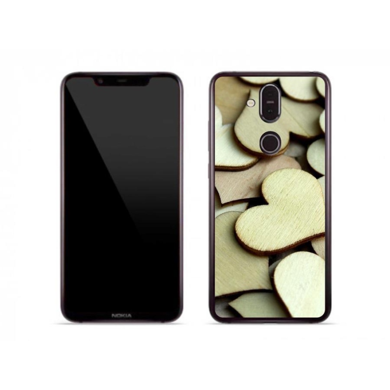 Zselés borítás mmCase a Nokia 8.1 készülékhez - fából készült szívek
