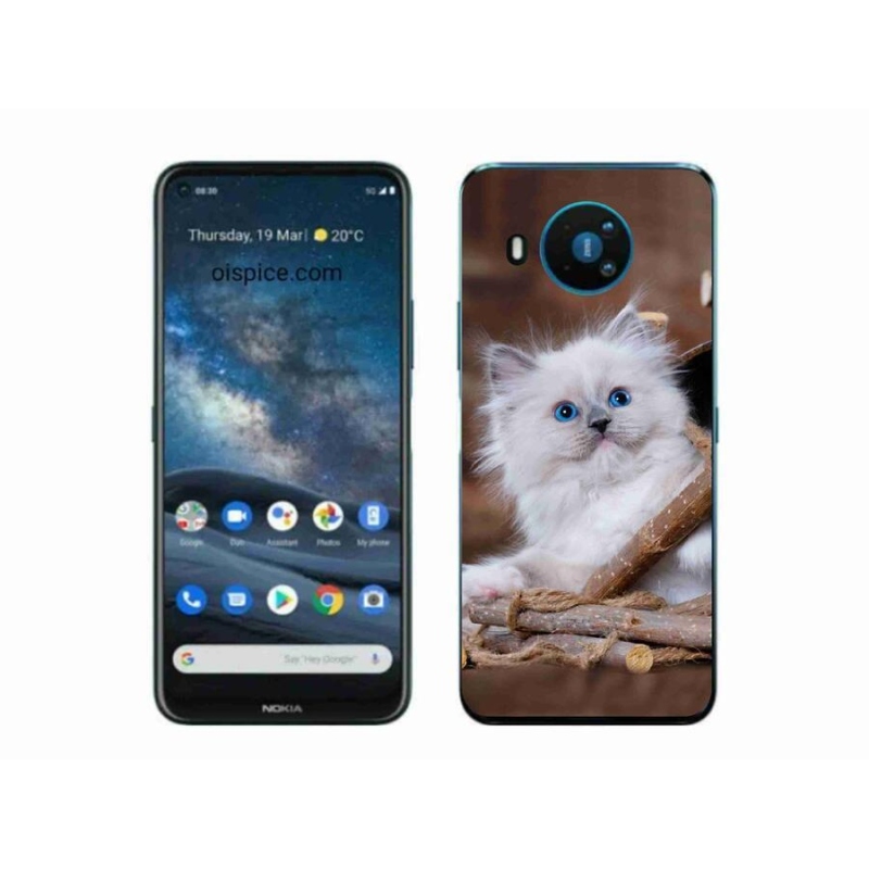 Zselés borítás mmCase a Nokia 8.3 5G készülékhez - fehér cica