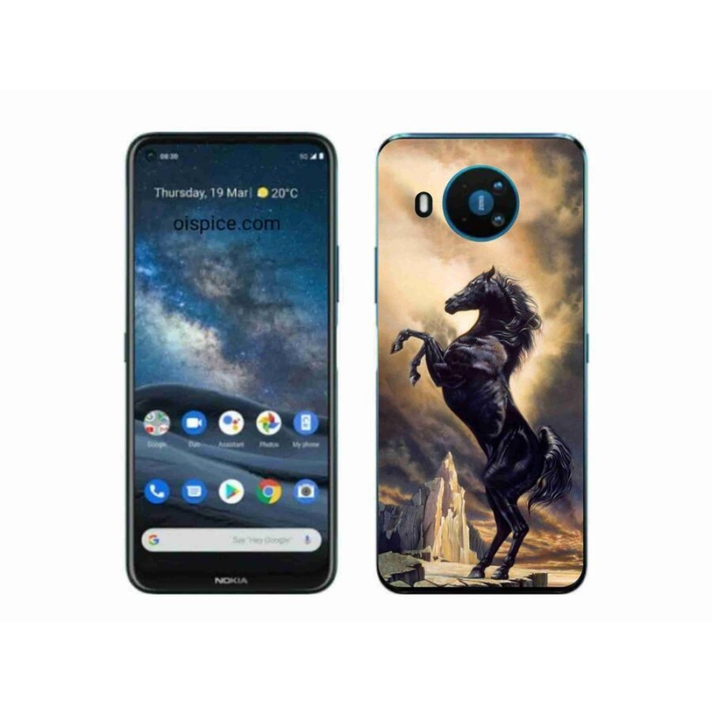 Zselés borítás mmCase a Nokia 8.3 5G készülékhez - fekete rajzfilm ló