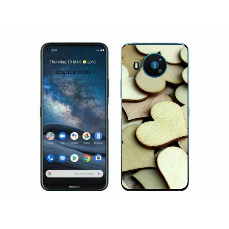 Zselés borítás mmCase a Nokia 8.3 5G készülékhez - fából készült szívek