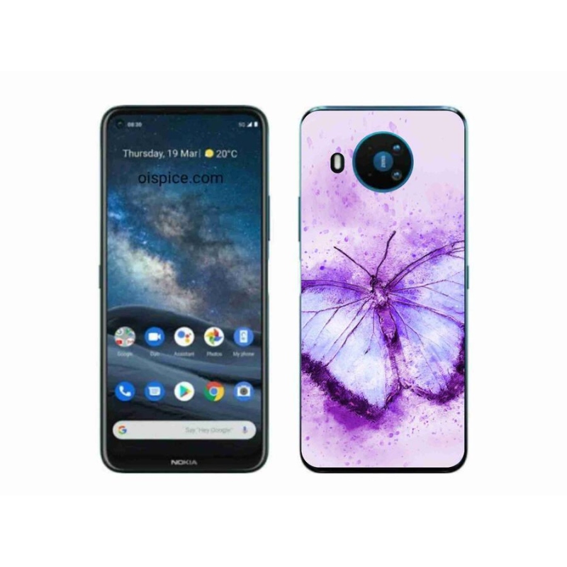 Zselés borítás mmCase a Nokia 8.3 5G készülékhez - lila pillangó