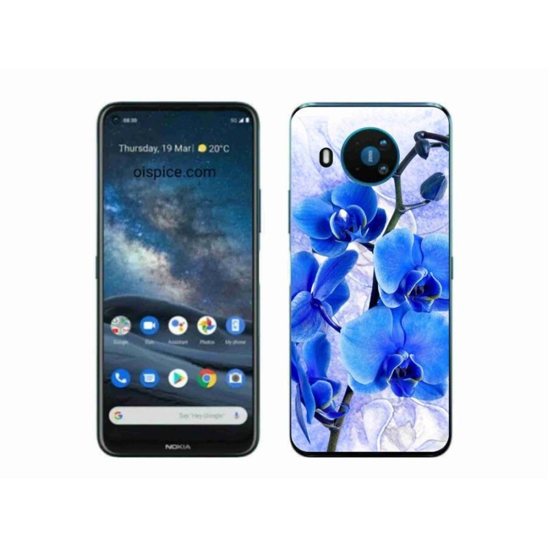 Zselés borítás mmCase a Nokia 8.3 5G készülékhez - kék virágok
