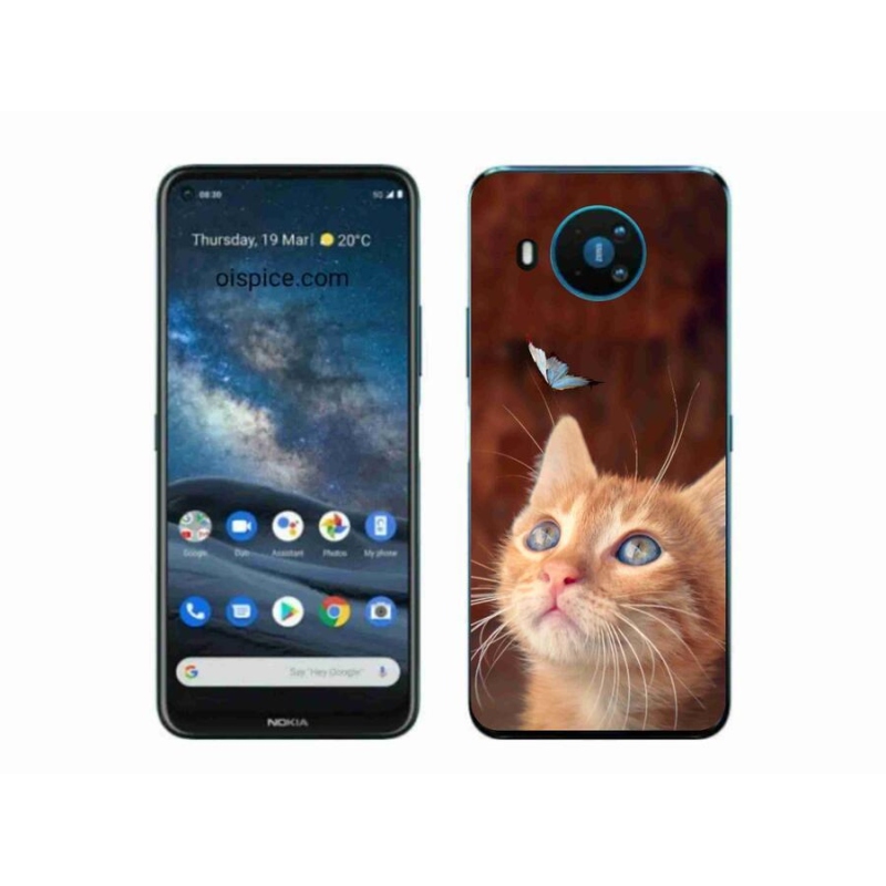 Zselés borító mmCase a Nokia 8.3 5G készülékhez - pillangó és cica