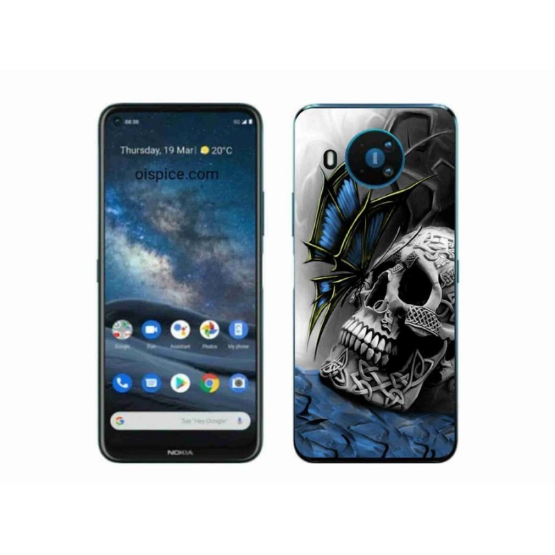Zselés borítás mmCase a Nokia 8.3 5G készülékhez - pillangó és koponya