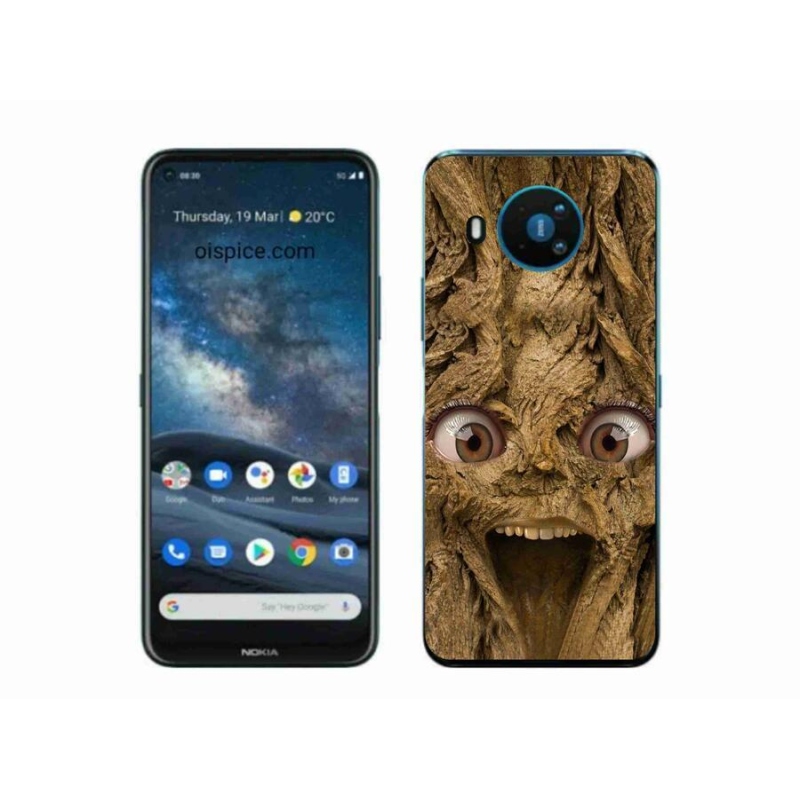 Zselés borító mmCase a Nokia 8.3 5G készülékhez - boldog fa szemekkel