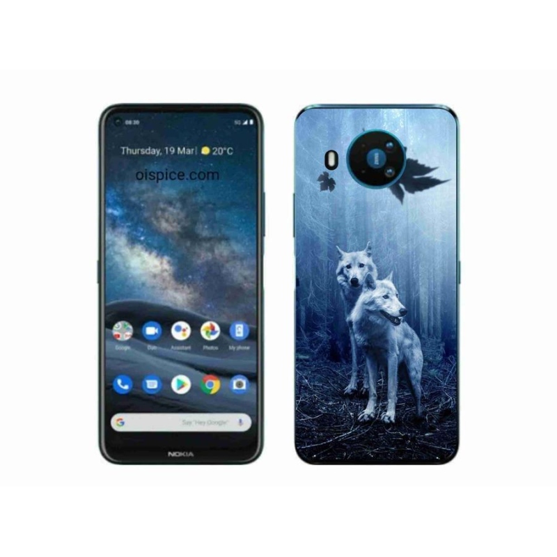 Zselés borítás mmCase a Nokia 8.3 5G készülékhez - farkasok az erdőben