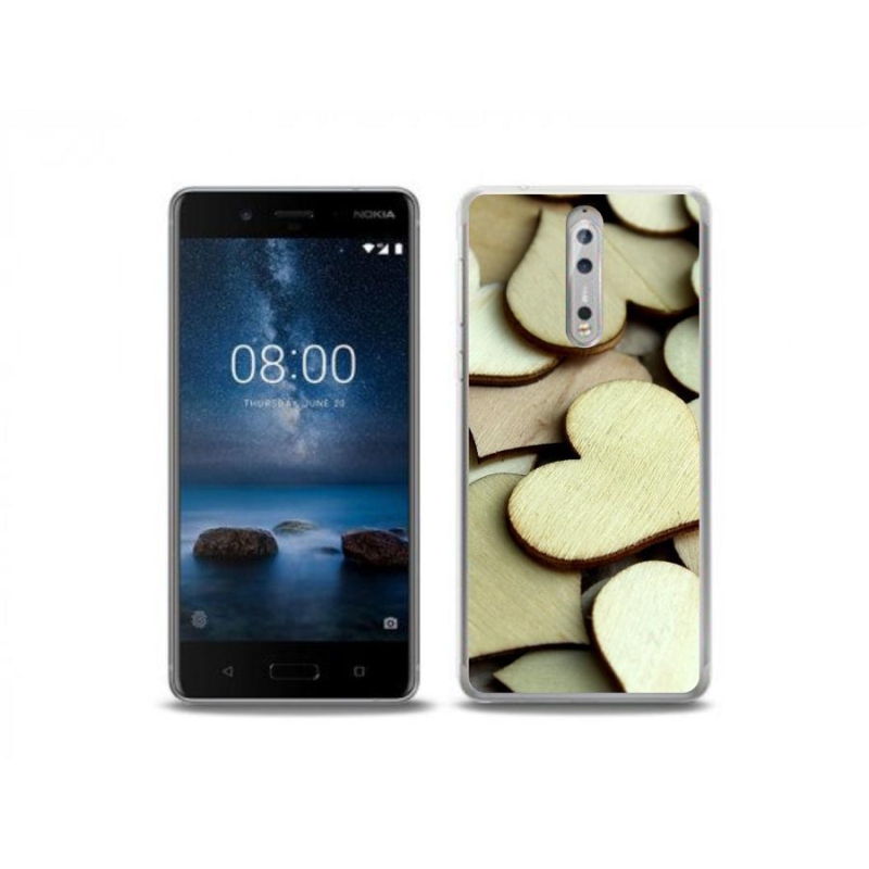 Zselés borítás mmCase a Nokia 8-hoz - fából készült szívek